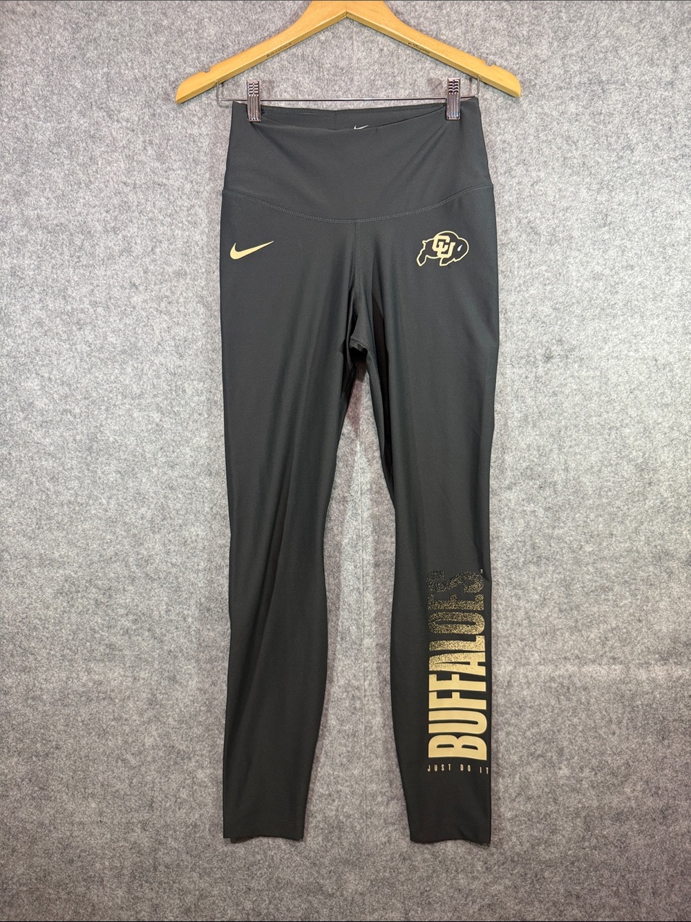 Nike Black & Gold CU Buffalo Leggings - Womens M - Sporty Athletic Football Buff